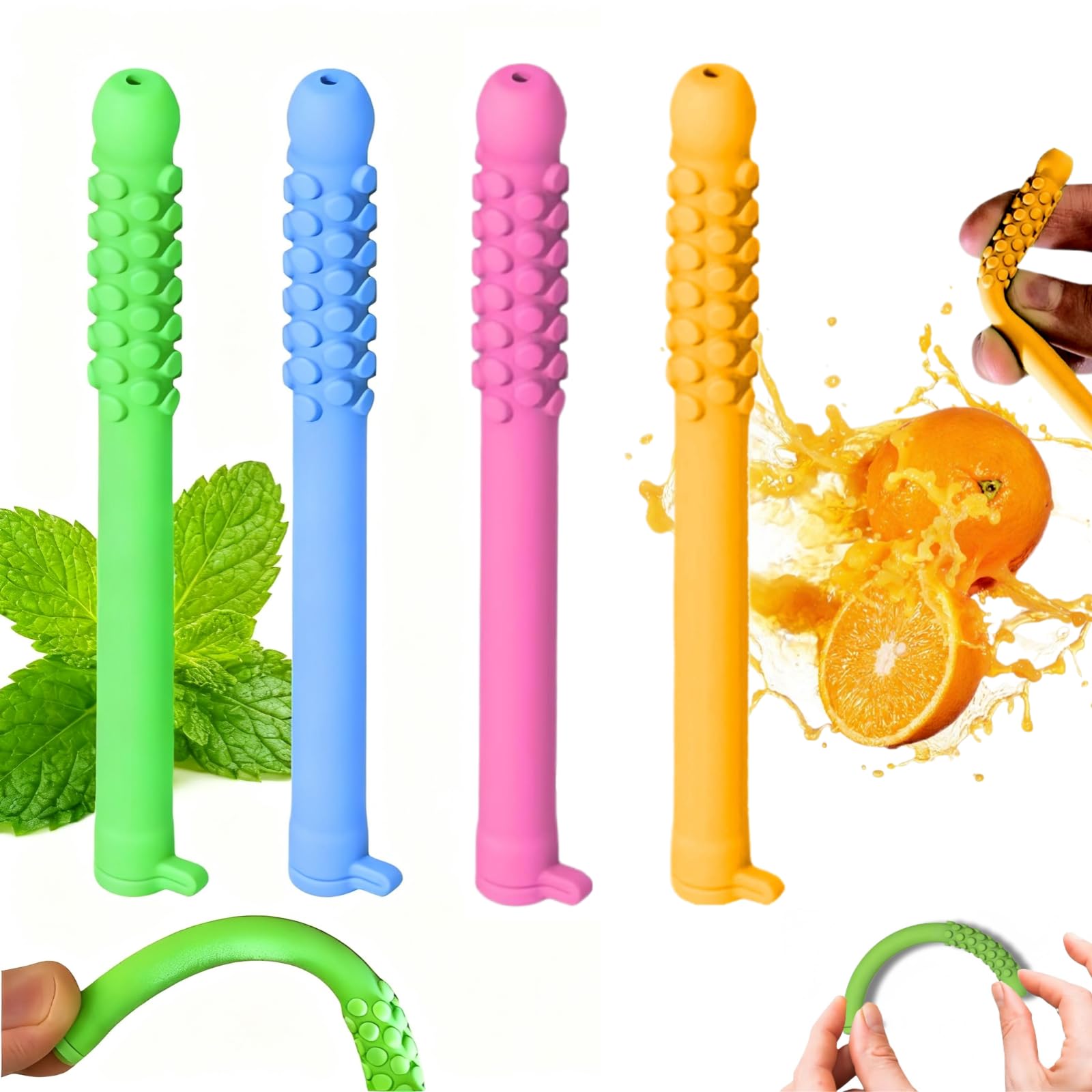 4 Pcs Chewable Essential Oil Breath Stick for Quit Smoking & Vaping - Stop Smoking Aid that Works, Oral Fixation Relief, Non-Nicotine Vapor Alternative, Portable Diffuser Oil Chewable Breather