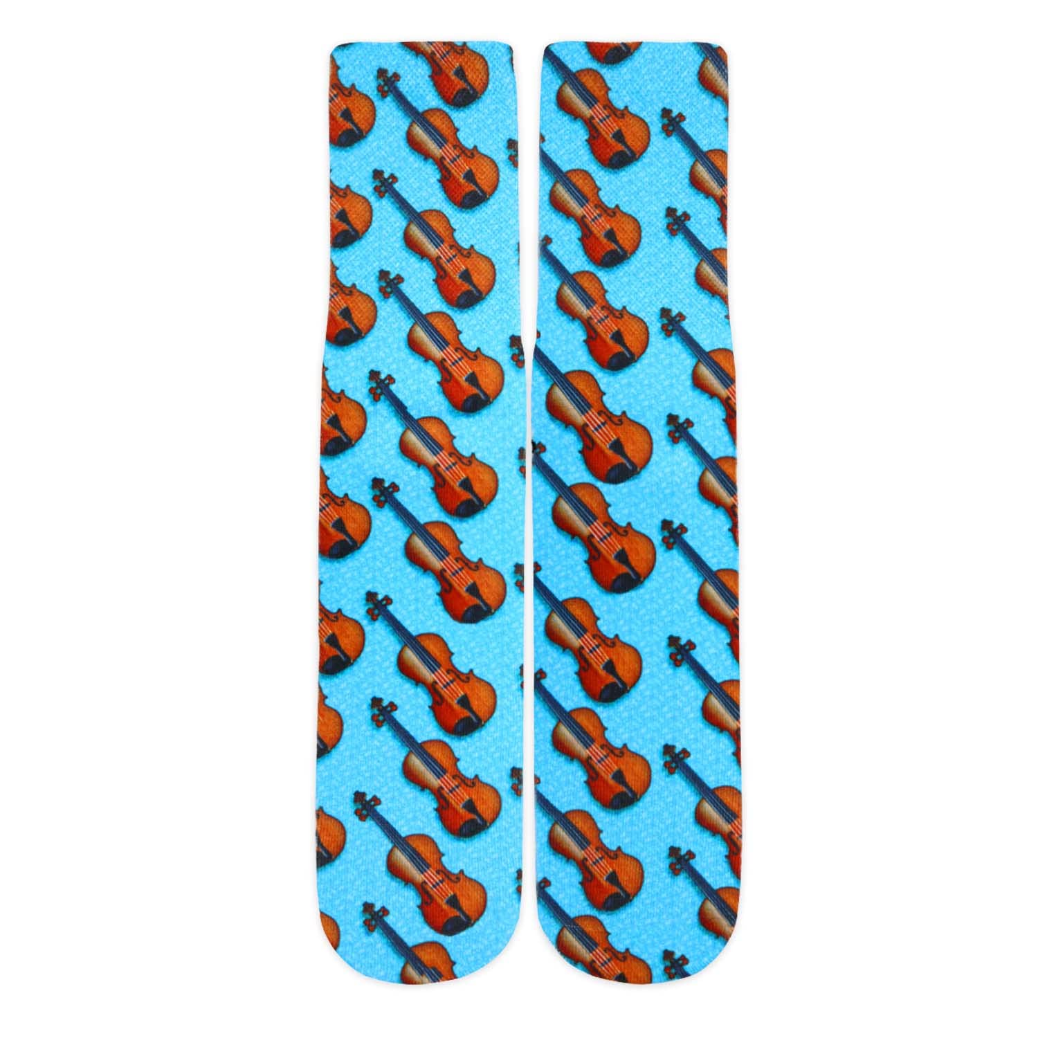 Benefeet Sox Men's Multicolour Funny Crazy Socks Unisex Novelty Cool Funky 3D Printed Crew Socks Boys Patterned Basketball Tube Socks Christmas Gifts, Violin Music Theme, Medium