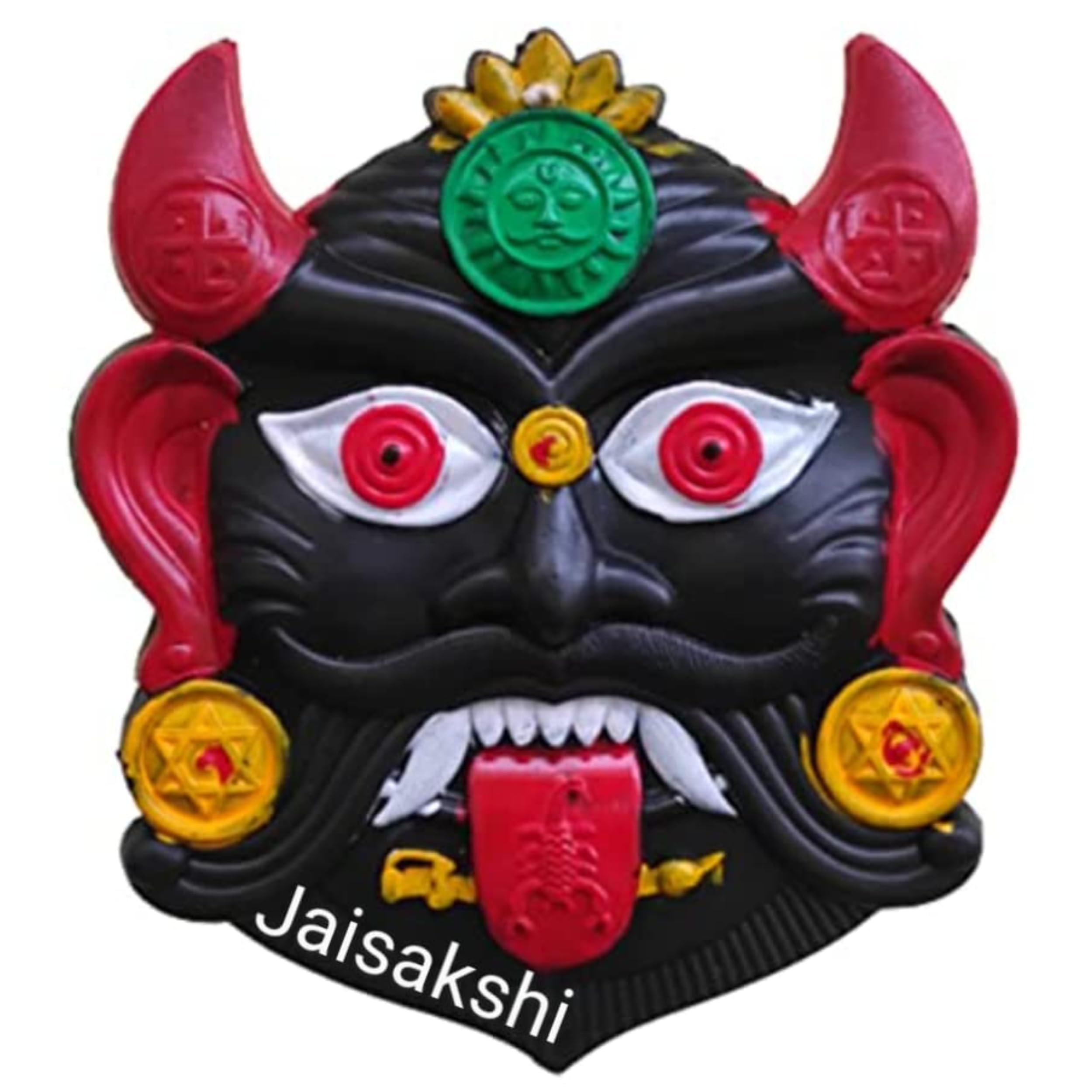 JaiSakshi Nazarbattu Plastic Nazar Suraksha Kawach,Evil Eye Protector,Drishti Bommai Battu For House Office Home Shops Door Hanging Protector Kavach Large Dristi Wall Decor Multicolor,10 Centimeters