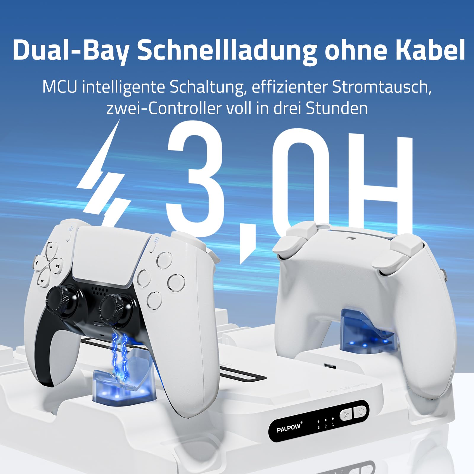 Kühlständer Kompatibel mit PS5 Pro/Slim/PlayStation 5 Disc & Digital - Vertikale Kühlstation mit Controller-Ladegerät für PS5 Zubehör - 3-stufige Lüfter-LED-Beleuchtung - Weiß0