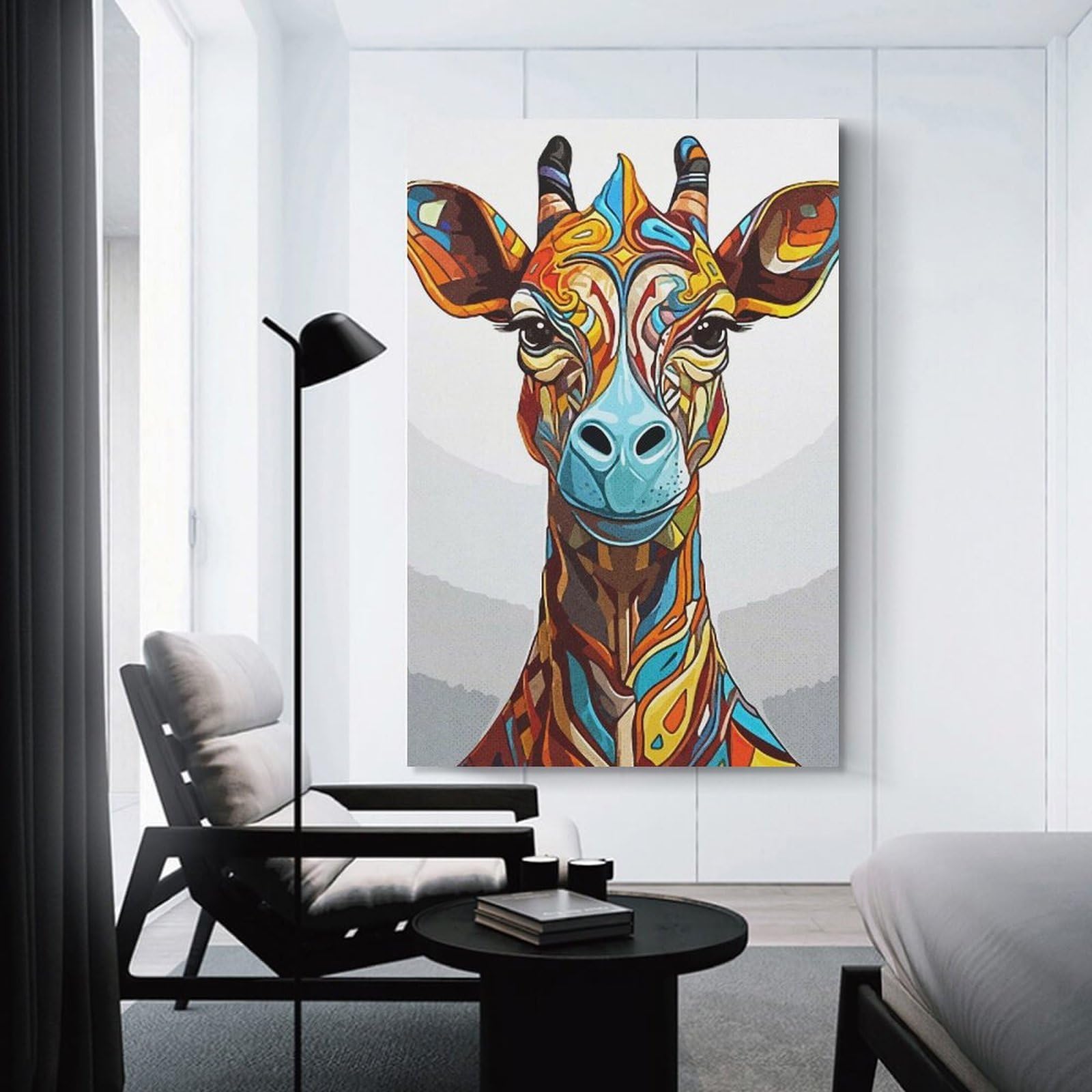Junmoney Abstract Giraffe Paint Home Decor Wall Art 16x24inch(40x60cm), for Office, Study Or Home Workspace, Home Office Artwork with Decorative Appeal
