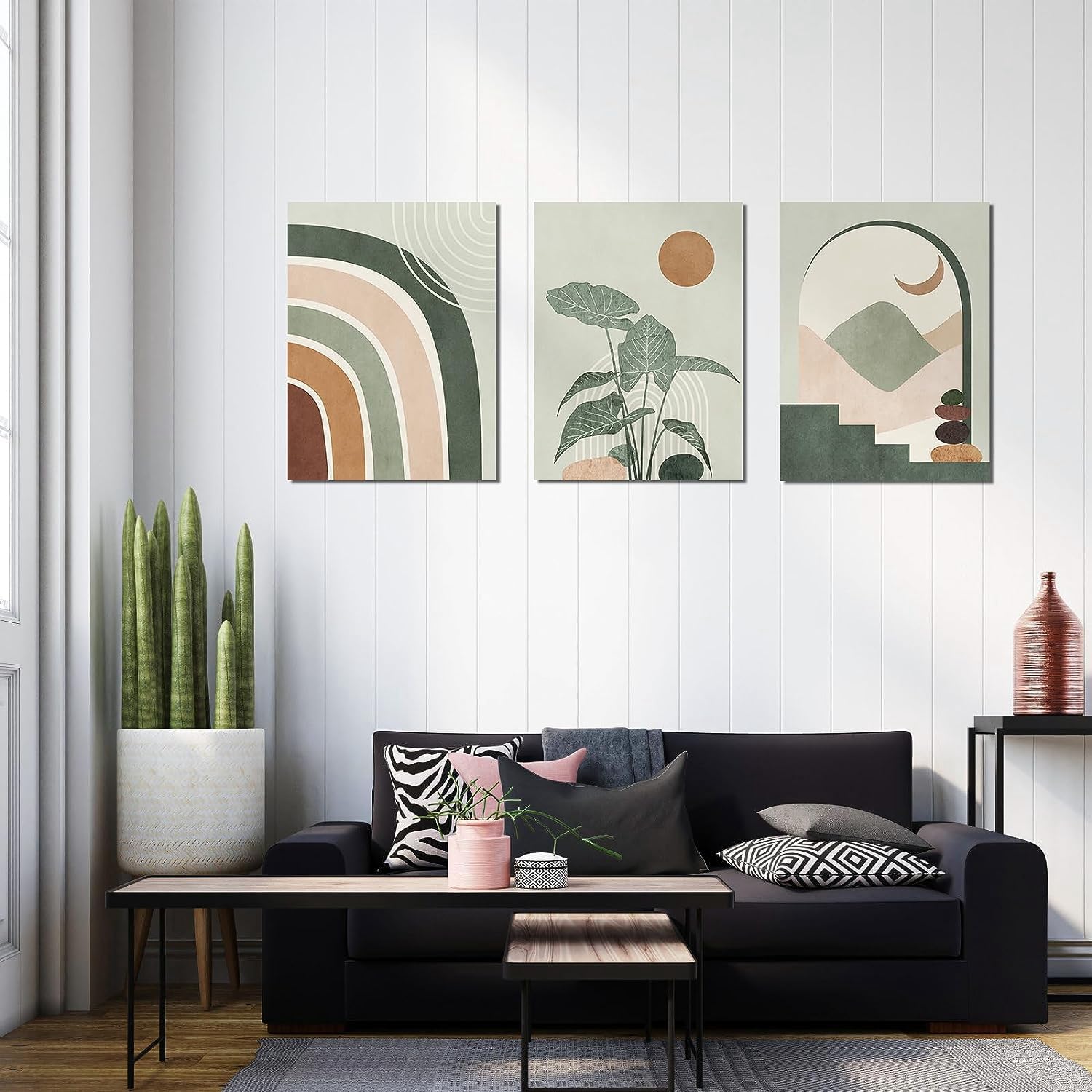 QPLGTU Affiche d'art mural abstraite de style bohème, fond moderne de décoration murale, ligne géométrique imprimée, sans cadre (style 1,60 x 90 cm x 3)