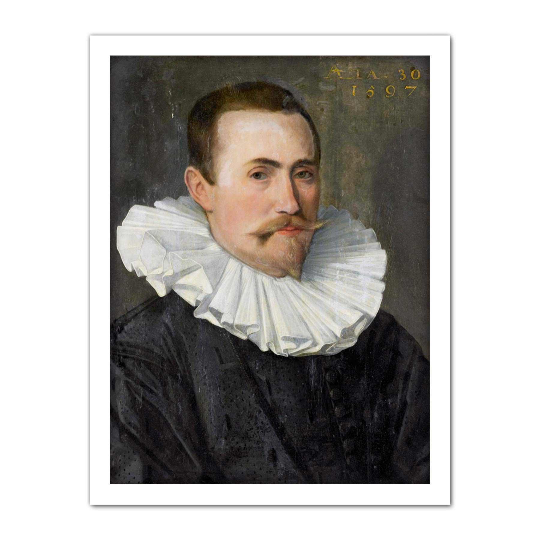Artery8 Portrait Of A Man 1597 Painting Artwork Framed Wall Art Print 18X24 Inch