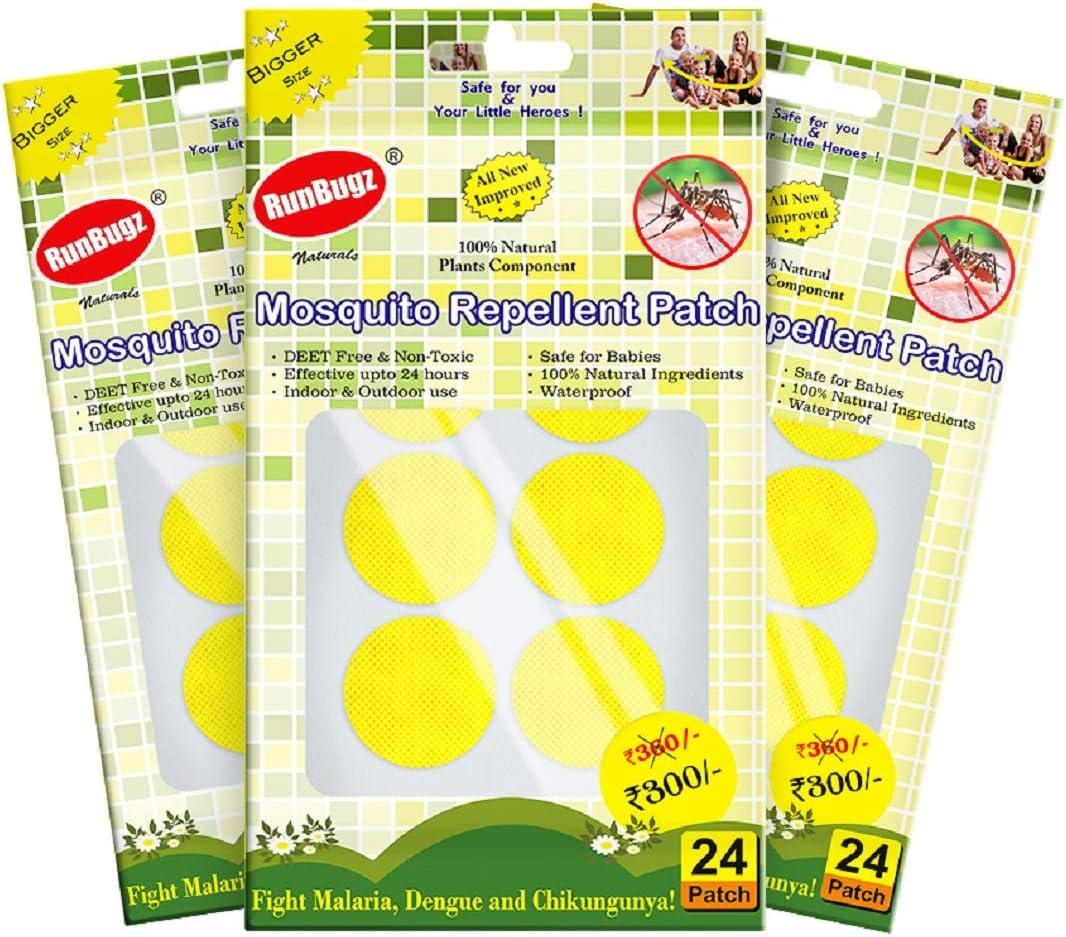 100% Natural Mosquito Repellent 24 Patches for Babies | 24hr. Protection With Citronella Protects from Dengue, Malaria, Chikungunya (Pack of 3)