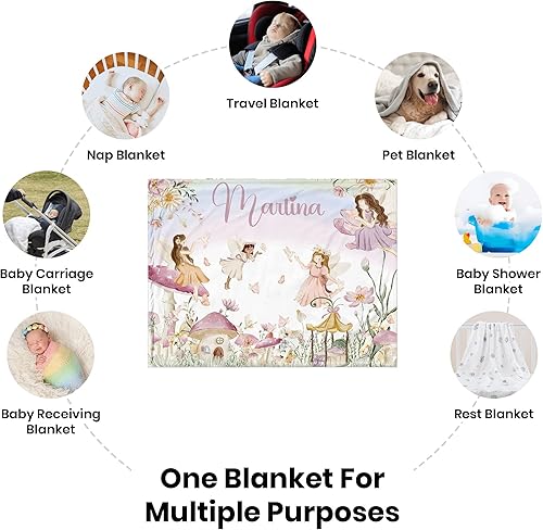 Miniatura 35 de Manta de bebé personalizada para niñas, manta de bebé personalizada con nombre, súper suave, mantas personalizadas con nombre para niños, mantas