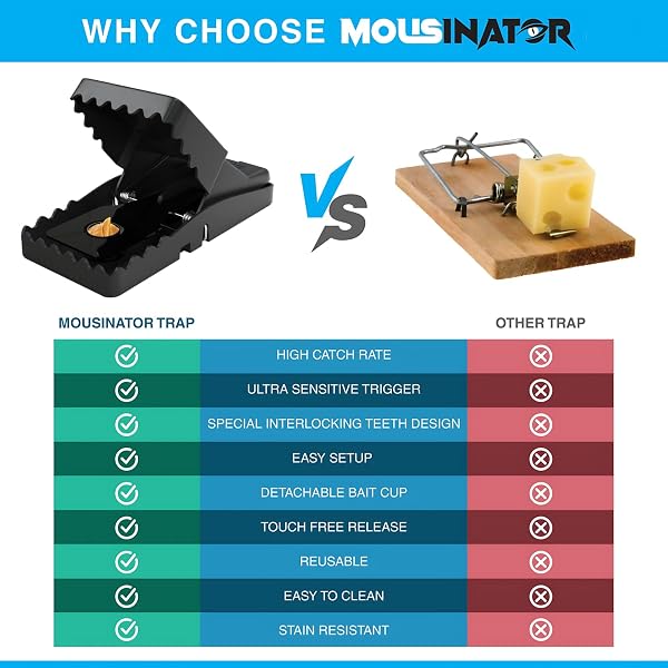 Mouse Trap | 6-Pack | Professional Mouse Snap Traps for Indoor and Outdoor Use | Easy to Set | Safe and Reusable Design | Easy to Clean | Best Effective Small Mice Catcher that Work Mouse Snap Trap 6 Pack - 3