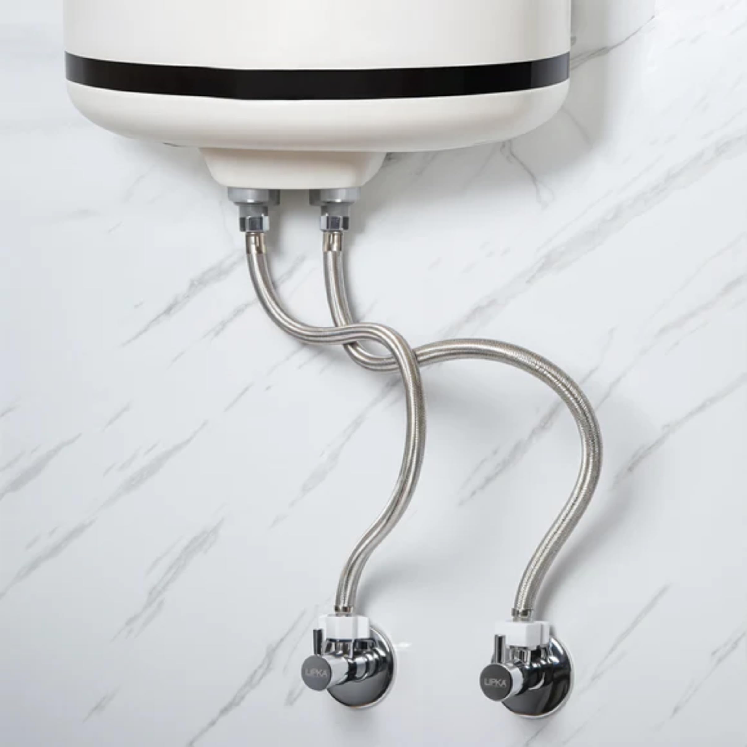 Lipka (Set Of 2) 18 Inches Connection Pipe | 304 Grade Stainless Steel Flexible Connection Pipe Suitable for Hot & Cold Mixer Faucets for basins and sinks, Geysers, and Flush tanks | Sliver