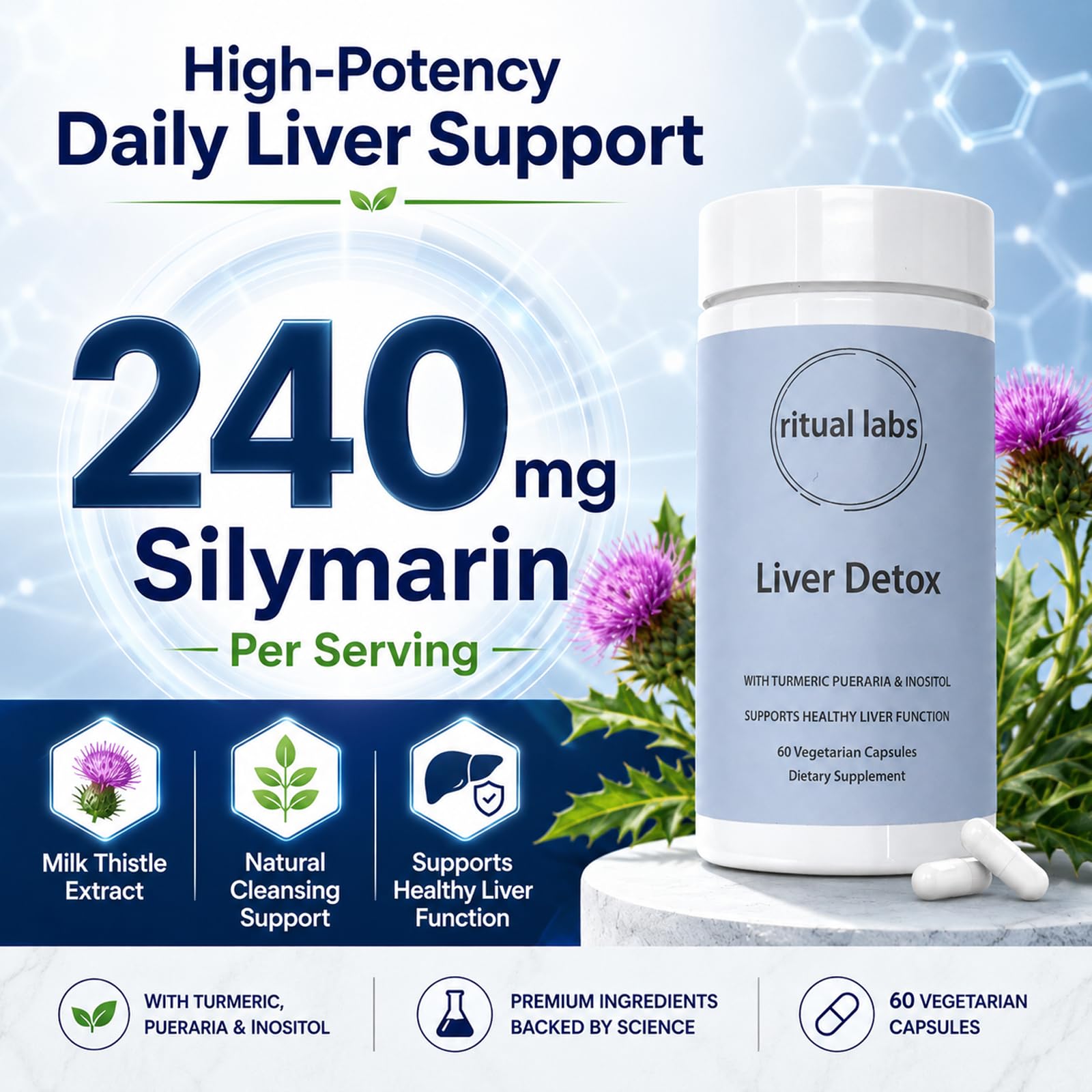 Liver Support, with Turmeric Pueraria & Inositol, Energy for Healthy Liver Function, Vegan, Gluten-Free, Natural Cleansing & Fat Metabolism, 120 Vegan Capsules — Amazon image 4