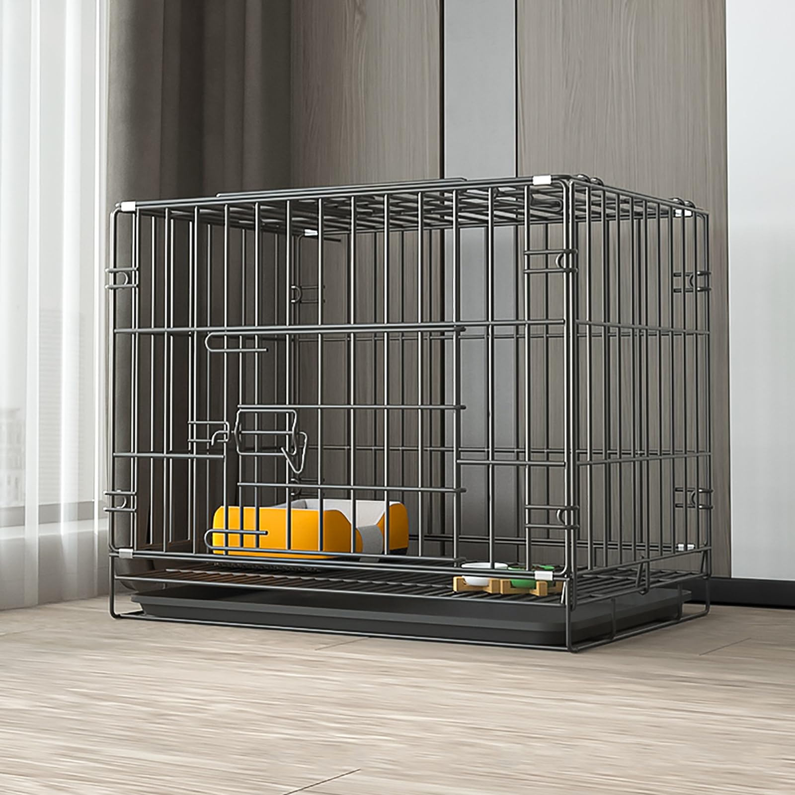 Cage pliable pour chiot en métal avec plateau amovible facile à transporter
