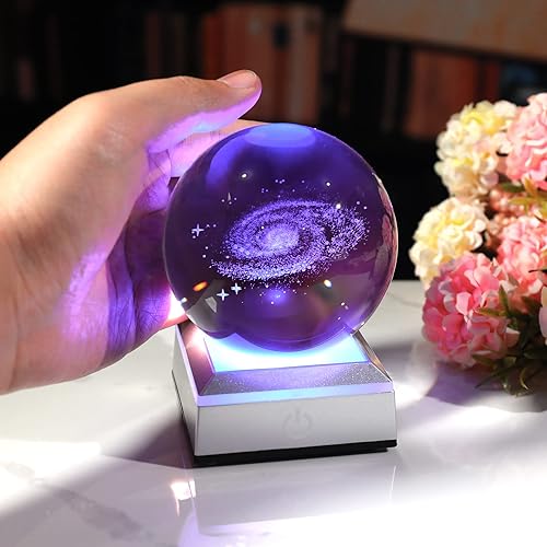 Miniatura 5 de Ornalrist Bola de cristal 3D de 3.15 pulgadas con lámpara de luz, ideas de regalos de astronomía para novios y niños, ciencia universo espacial