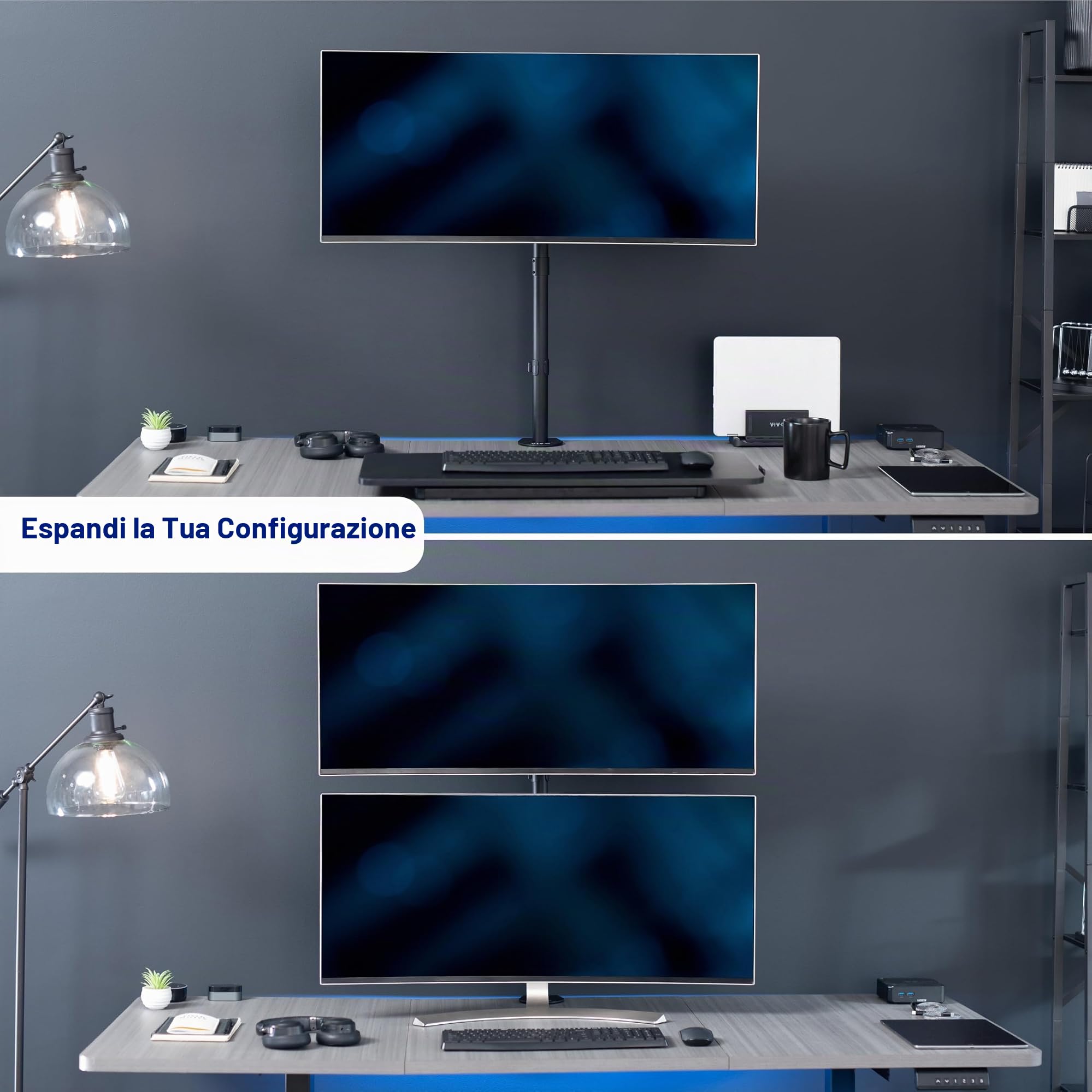 VIVO STAND-V001T - Supporto da tavolo per monitor singolo, extra alto, completamente regolabile per 1 schermo LCD fino a 32", ultra wide screen fino a 38", capacità 10 kg