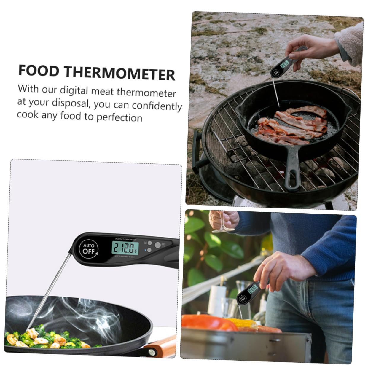 2 Piezas termómetro de barbacoa termómetro digital termómetro de horno sonda de lectura instantánea termometro para carnes termómetro de lectura instantánea impermeable abdominales