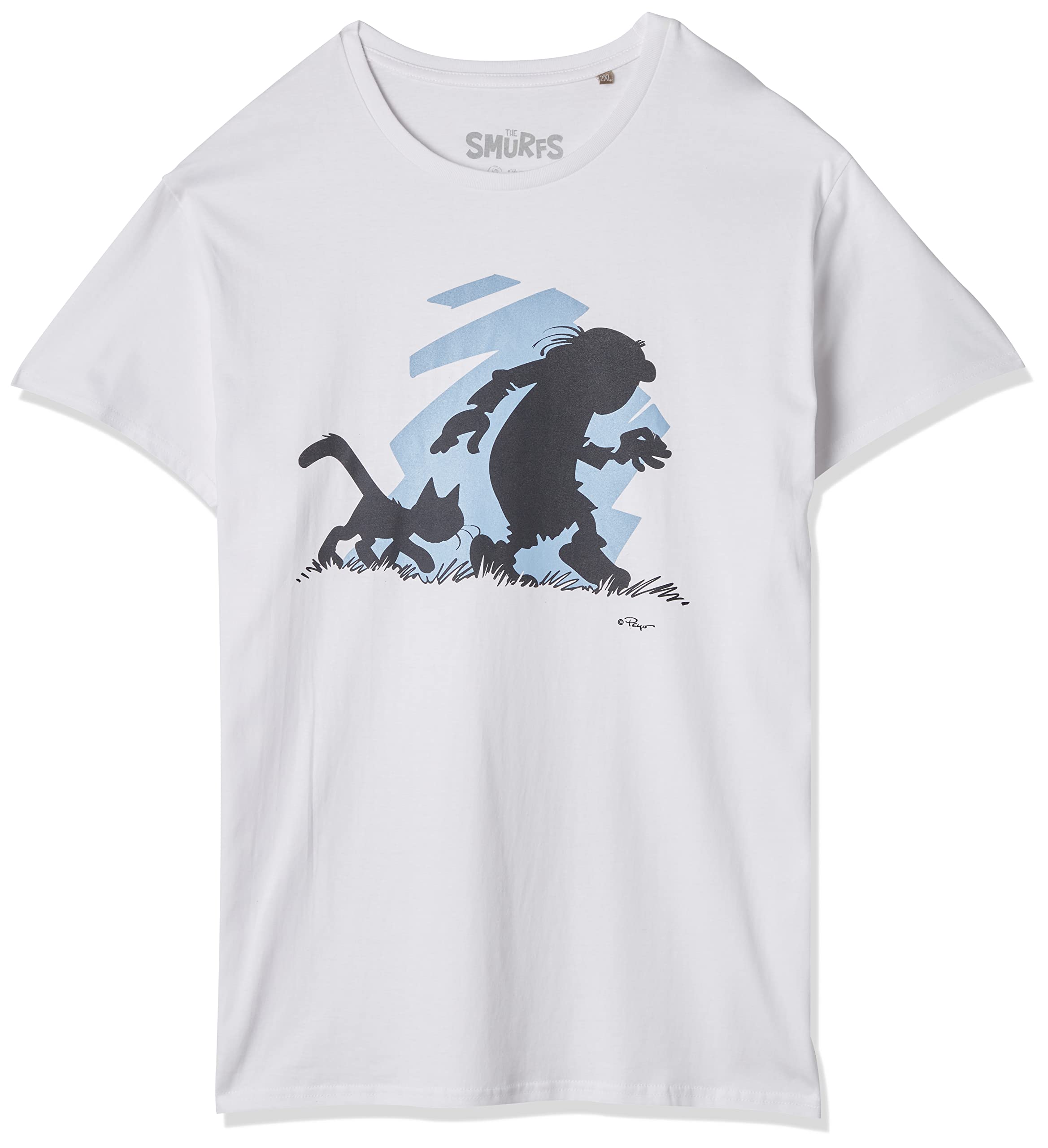 Les Schtroumpfs MESMURFTS005 T-Shirt, Grey Melange, XXL, Men's, Melange Grey, XXL