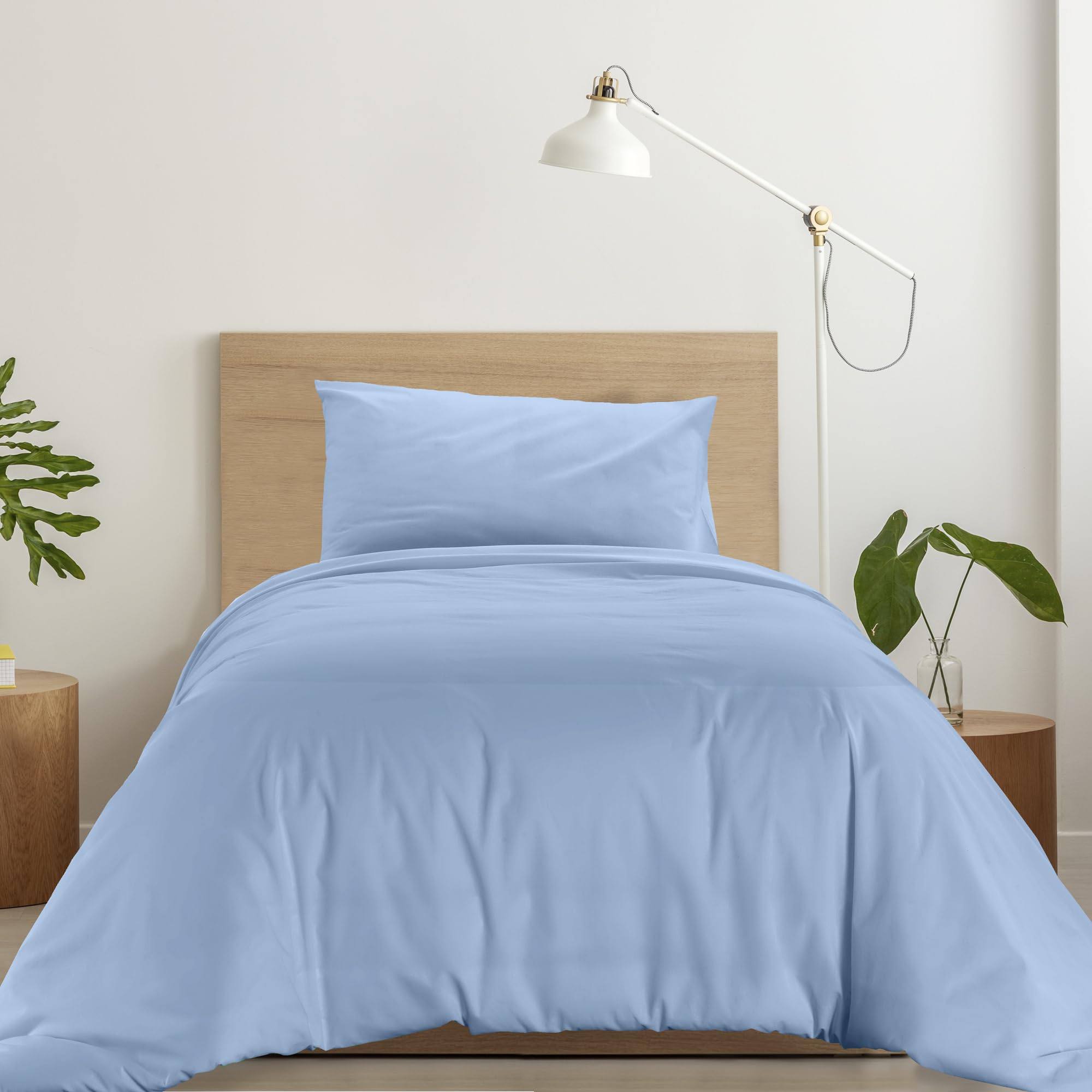 Ruggeri - Duvet Cover Set - 100% Pure Cotton - Made in Italy - Let's Color Collection! (Double and Queen, Light Blue) - Image 2