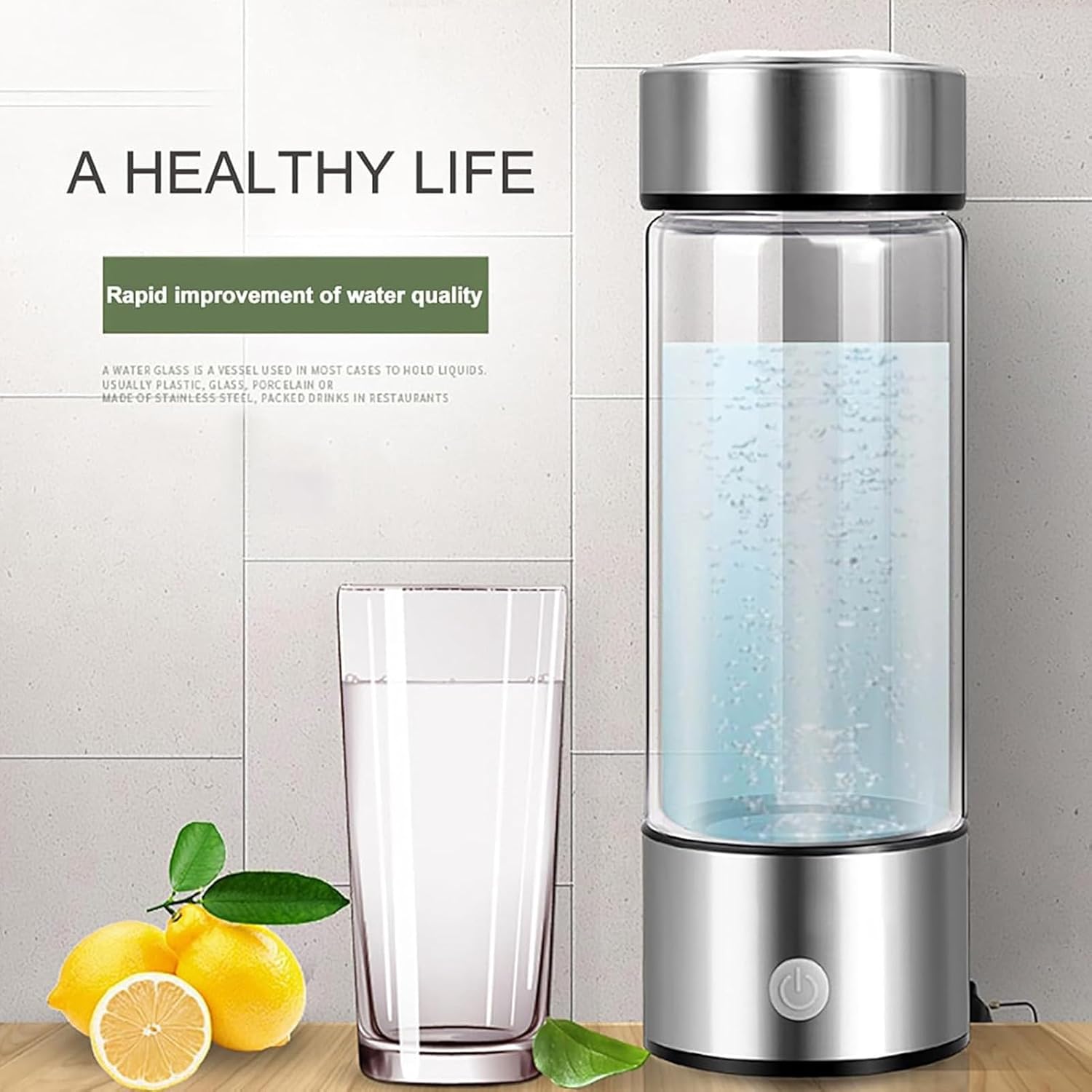 420ml Hydrogen Ionized Water Bottle, 800 to 1200PPB Level up Hydrogen Generator Bottle, Portable Water Ionizer Machine Generator Health Cup for Travel