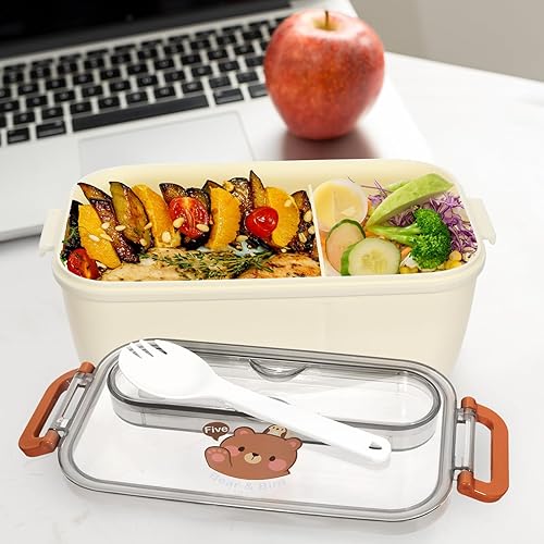Miniatura 6 de Lonchera Bento para adultos, lonchera Bento de 40.6 fl oz para niños con cuchara a prueba de fugas, lonchera Bento Box, popote de trigo, a prueba de