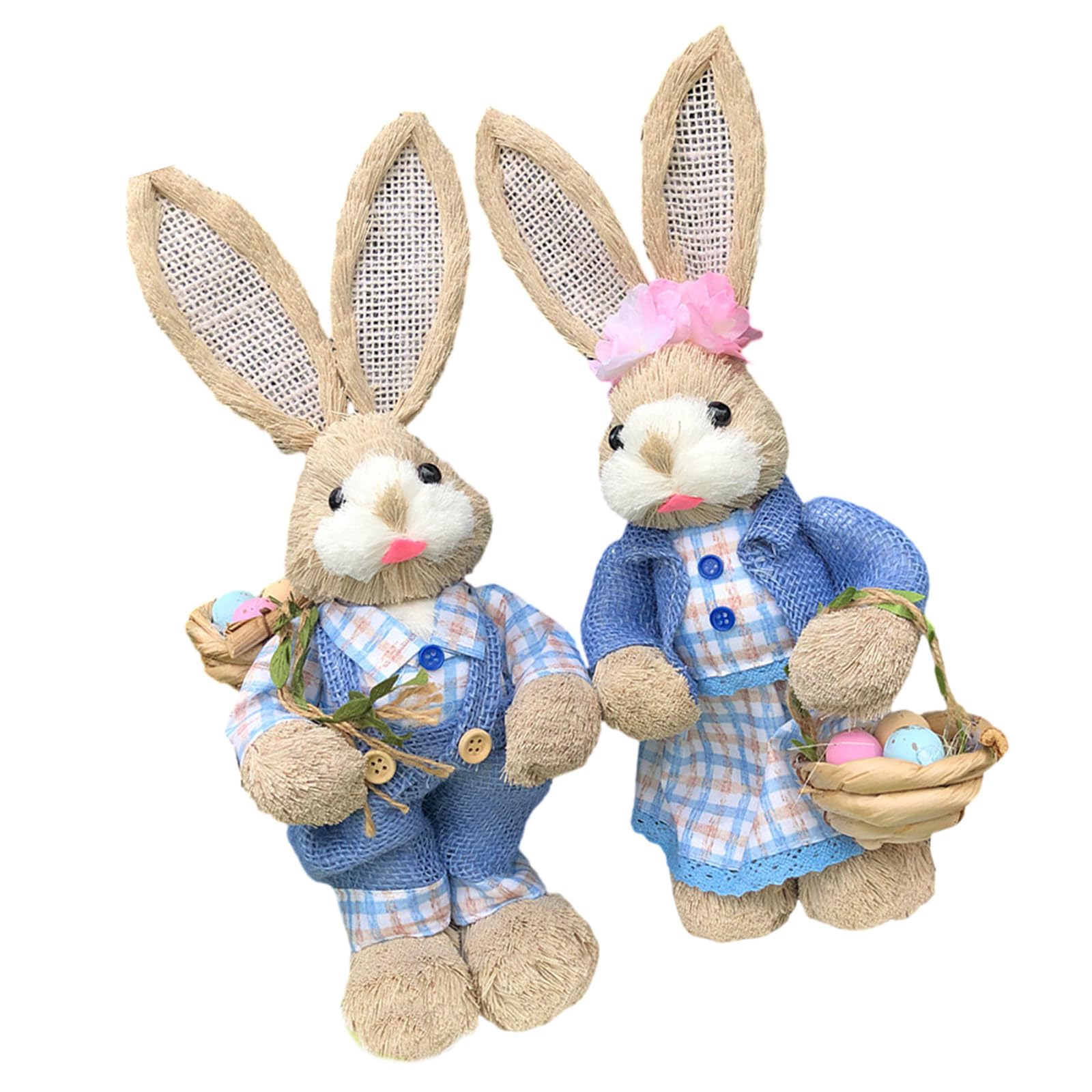 2 Pezzi di Figurine pasquali Decorazioni per fattorie sculture di Animali in Paglia Artigianali per Esposizione da Tavolo Festival