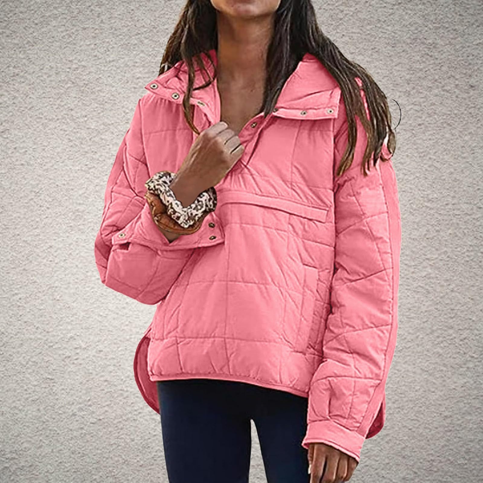 Generisch Lässiger Damen Kapuzenpullover mit Rundsaum einfarbig langärmlig modischer Plus Size Coat für vielseitige Outfits