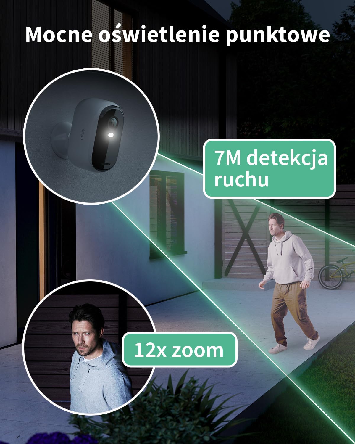 Arlo Essential 2 HD XL zewnętrzna kamera bezpieczeństwa, do 2 lat ochrony, bezprzewodowa, 2K HD, kolorowy obraz w nocy, światło, czujnik ruchu, syrena, dwukierunkowy dźwięk + Testowy Plan Arlo Secure