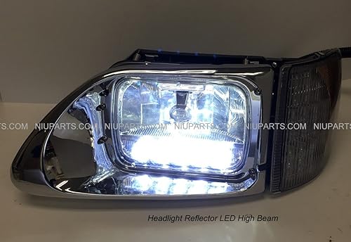 Miniatura 3 de NIUPARTS Faro delantero con reflector LED blanco y lámpara de esquina LED, lado del conductor y pasajero (se adapta a camiones International 9200