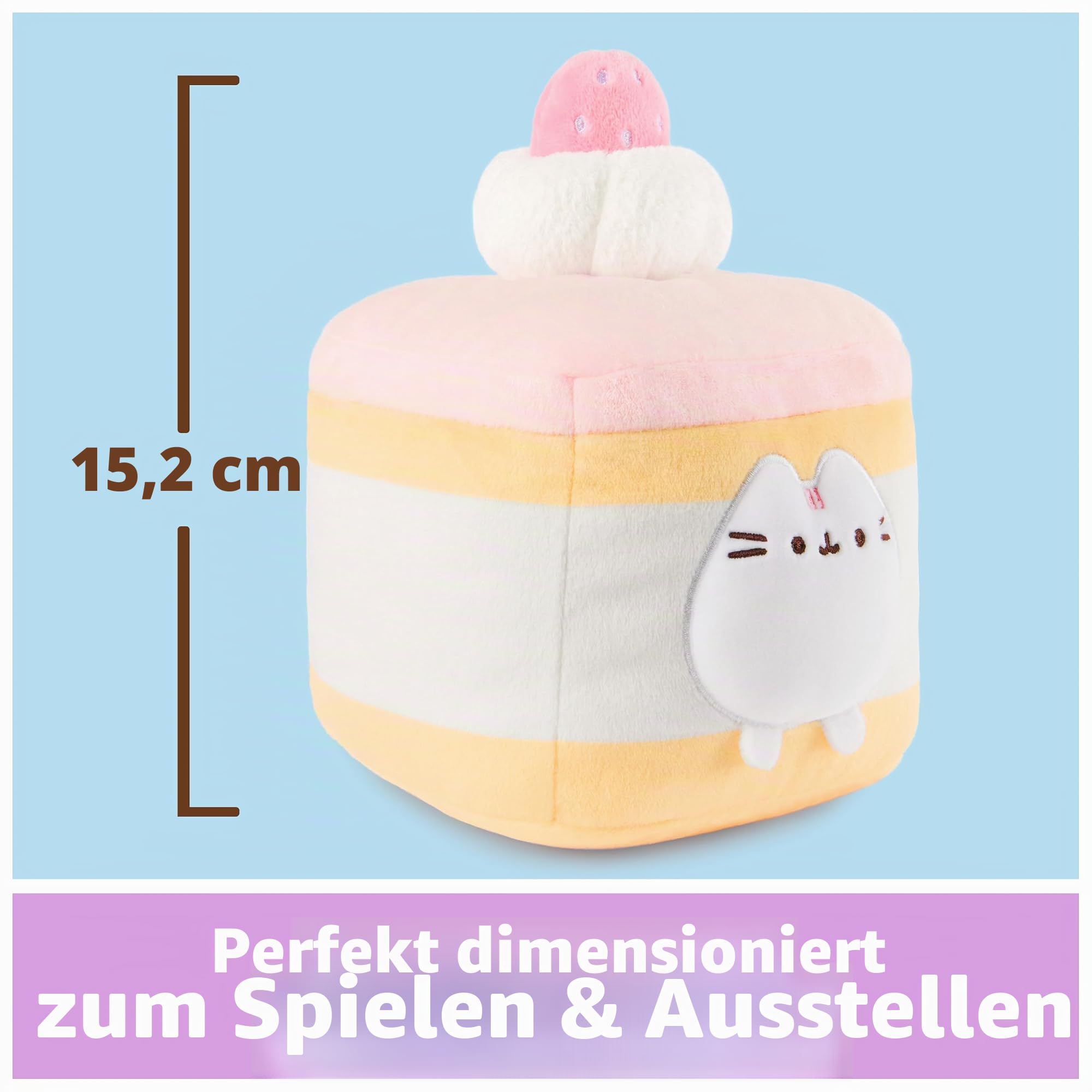 GUND Pusheen Erdbeere Biskuitkuchen Plüsch Squishy Spielzeug Sammlerstück Plüschtier Dessert Plüsch Katze Stofftier ab 8 Jahren Rosa 6 Zoll