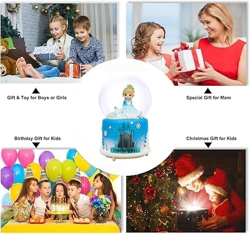Miniatura 7 de Globo de nieve para niñas, caja de música de 3.150 in con luces LED y nevadas automáticas, regalos para niños y mujeres, cumpleaños, Navidad, San