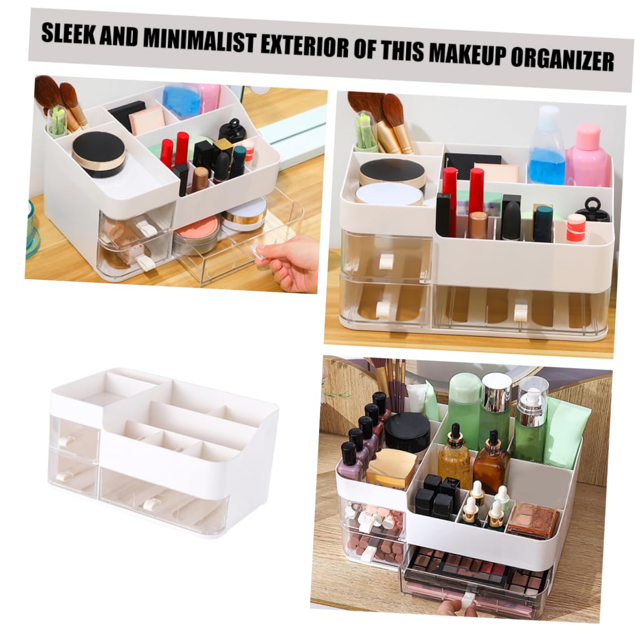 PACKOVE Portatrucchi Organizzatore Con Cassetti Trucchi Scrivania in Plastica Resistente Organizer Per Trasparente Per Vanità e
