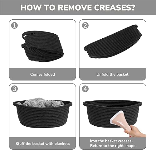 Miniatura 59 de Goodpick Cesta tejida pequeña, linda cuerda rosa, cesta de algodón para bebé, cesta de almacenamiento para habitación de guardería, caja de juguetes