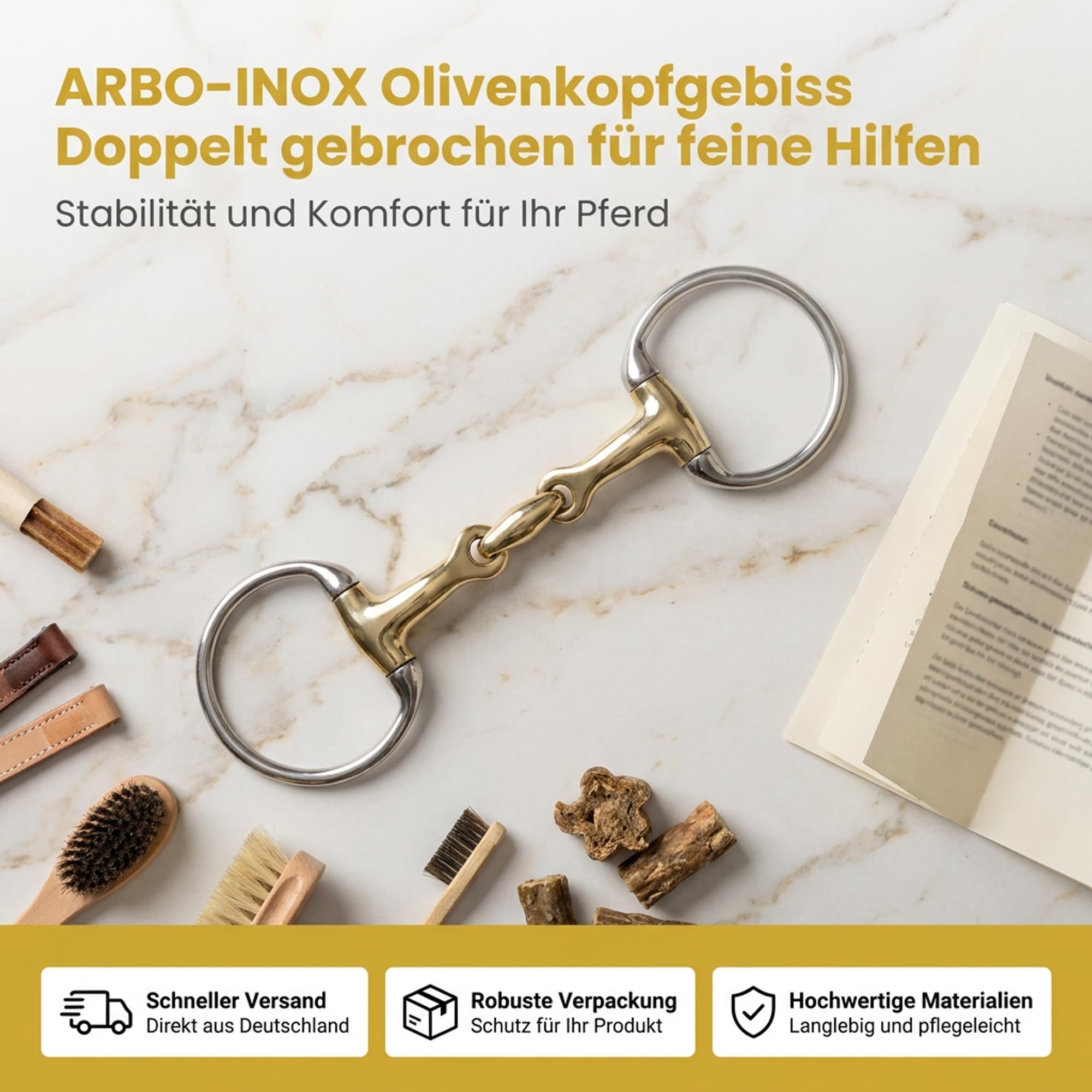 Gebiss Olivenkopfgebiss Argentan QHP doppelt gebrochen