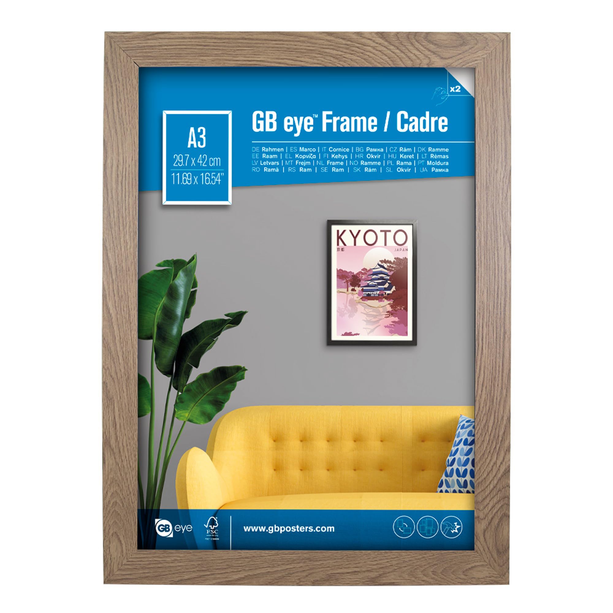 Gb Eye Oak Contemporary Wooden Picture Frame - A3-29.7 X 42Cm