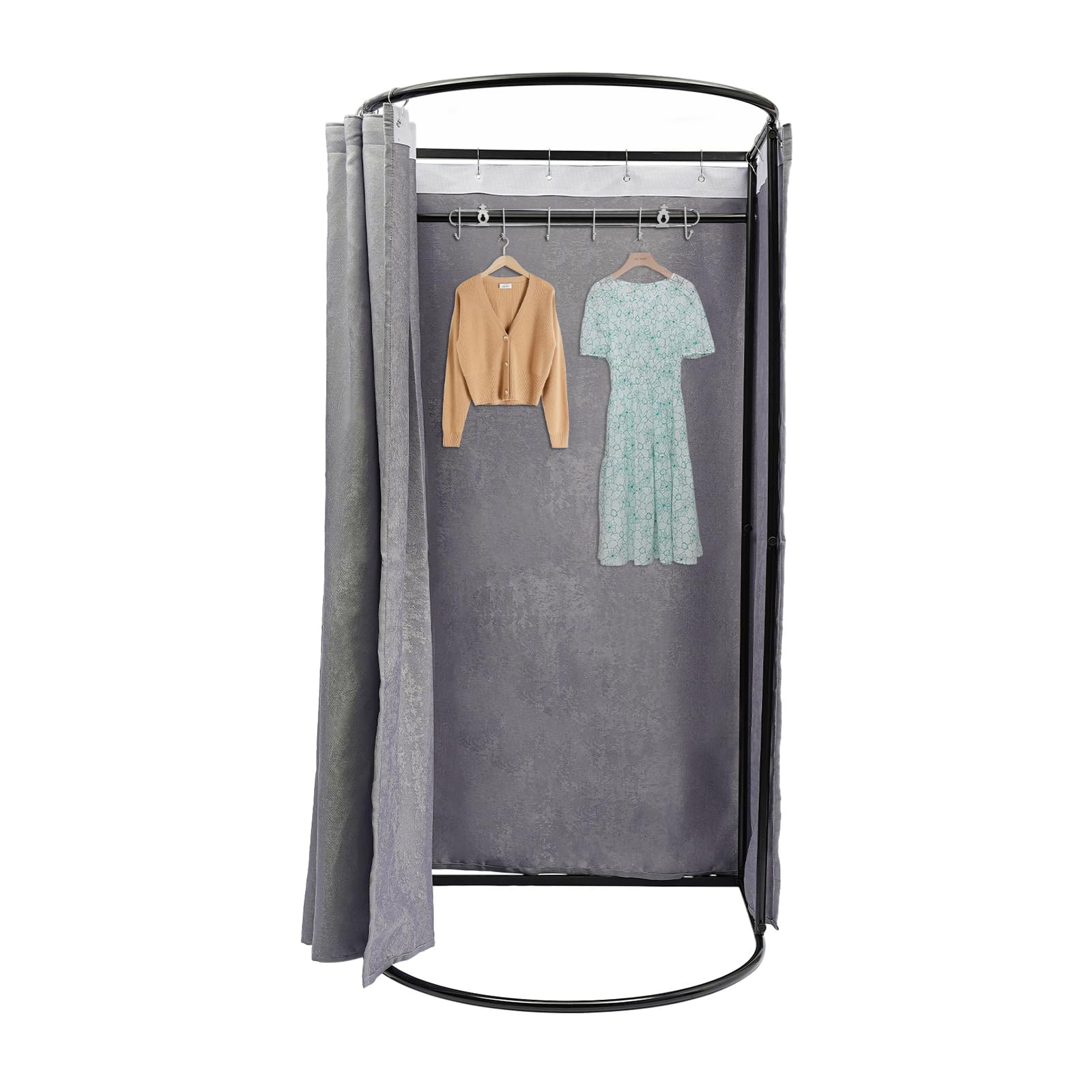 Umkleidekabine für Bekleidungsgeschäfte mit Sonnenschutzvorhängen, tragbare Mobile Sichtschutz-Umkleidekabine, Faltbare Umkleidekabine für Einkaufszentren, 200x100x95cm (Grau)