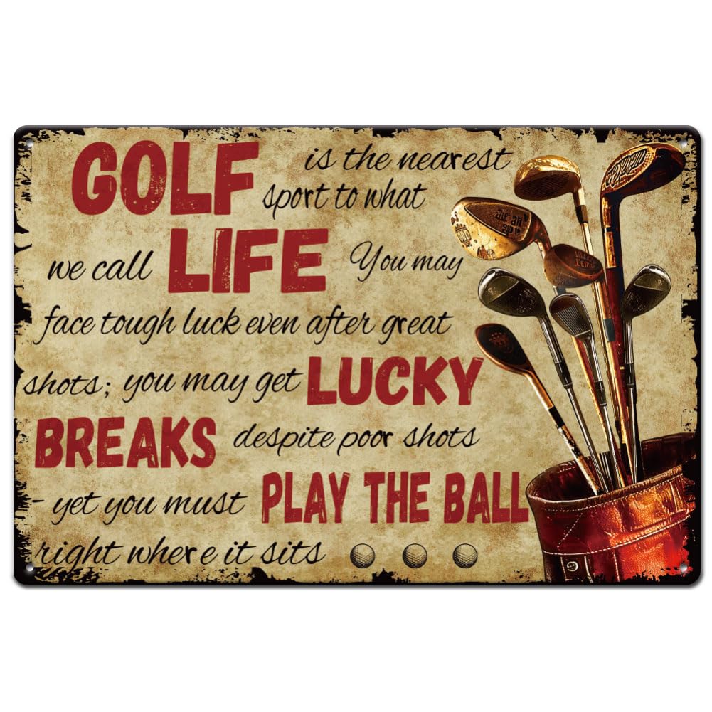 SUPERDANT Golf Tin Signs Retro Metal Poster Golf Clubs Plaque Vintage Decort Cartoon Sign Decorative for Club Training Ground Bar Café Indoor Outdoor Wall Art Gifts 20x30CM