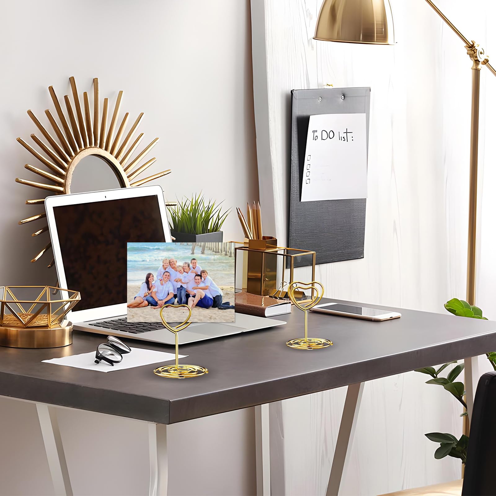 Saijer Lot De 30 Porte-Photos Pince Cœur Doré – Supports Numéros De Table Mariage Élégants 31x50mm En Métal Pour Fêtes, Noël, Saint-Valentin Et Banquets