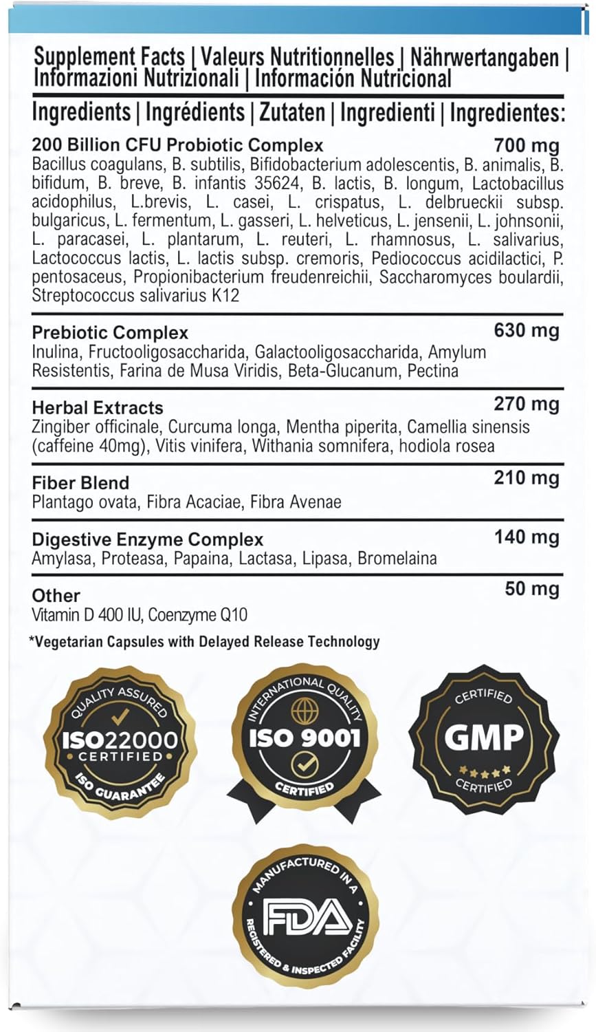 BioticShield™ Probiotic for Women & Men - 200 Billion CFU, 31 Strains + Prebiotics & Digestive Enzymes | Gut, Digestive & Immune Health Support | Helps with Occasional Gas & Bloating