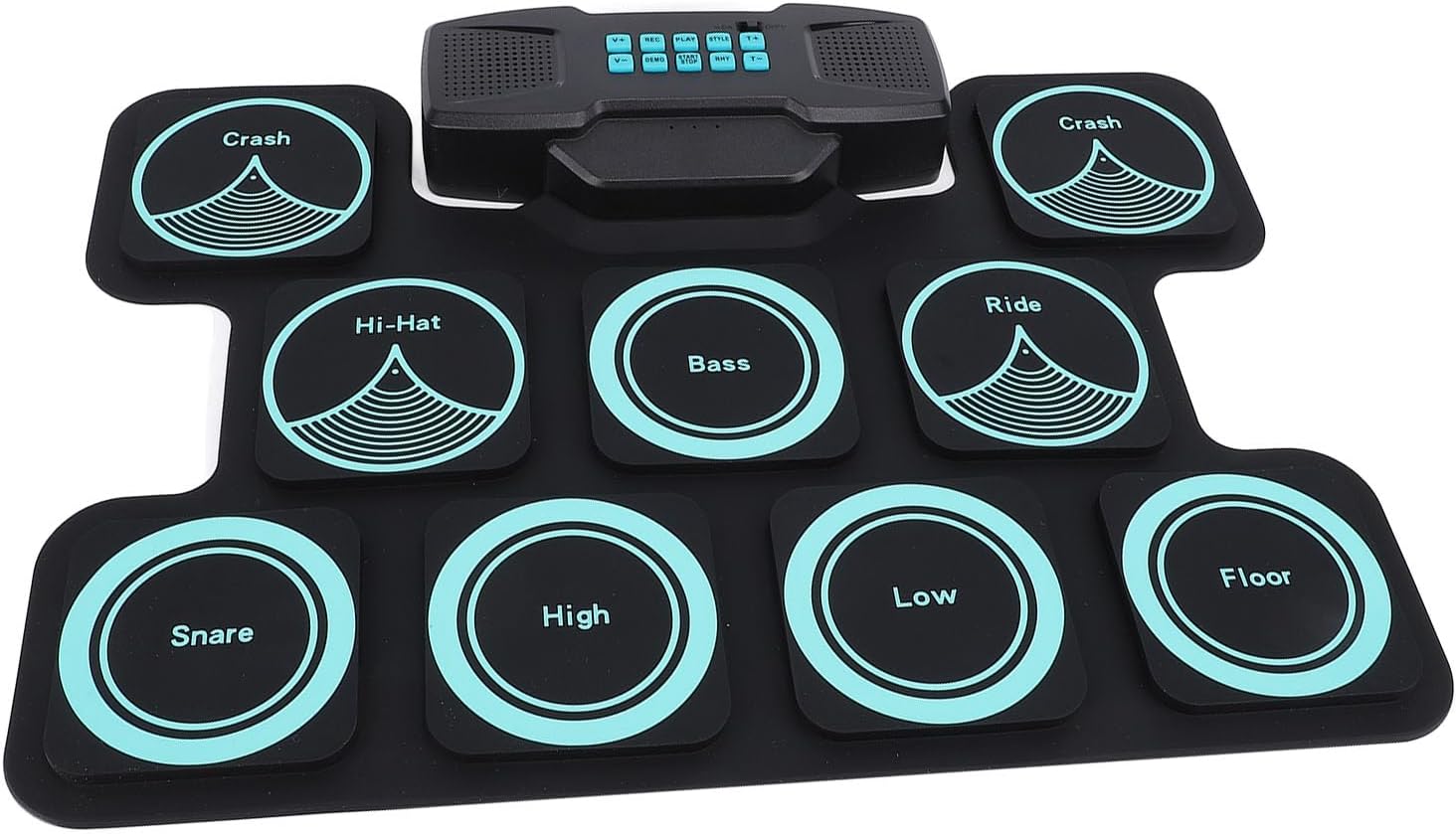 Electronic Drum Set, 2000mAh Rechargeable Lithium Ion Battery Roll Up Design, Dual Speakers Game Mode Drum Pad, Portable Kit with Maple Wood Drumsticks for Kids,