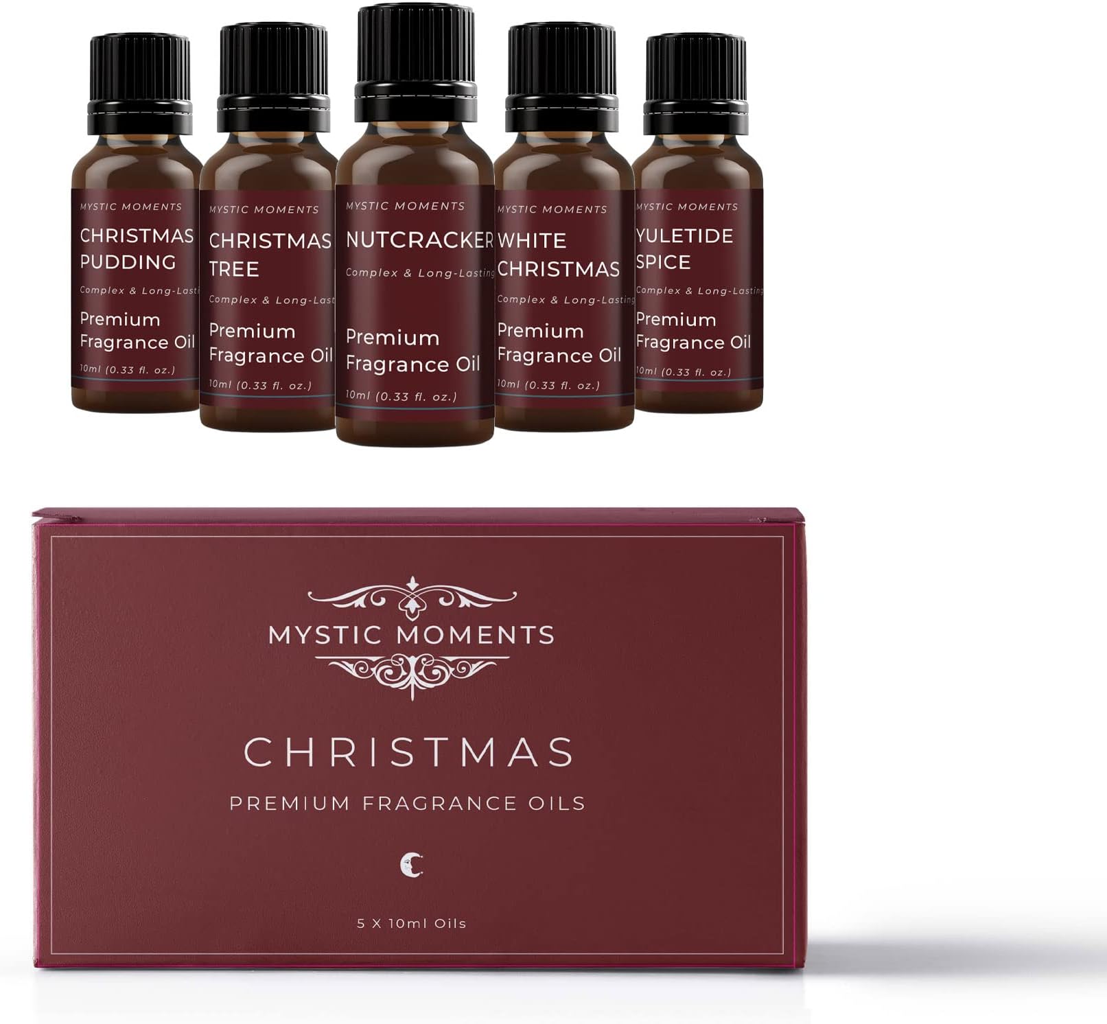 Mystic Moments | Christmas Fragrant Oil Gift Starter Pack 5x10ml | 5 Festive Seasonal Scents for Candles, Soap & Home Fragrance | Warm Winter Aroma Collection