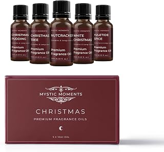 Mystic Moments | Christmas Fragrance Oil Gift Starter Pack 5x10ml | Christmas Pudding, Christmas Tree, Nutcracker, White Christmas, Yuletide Spice | Perfect as a Gift