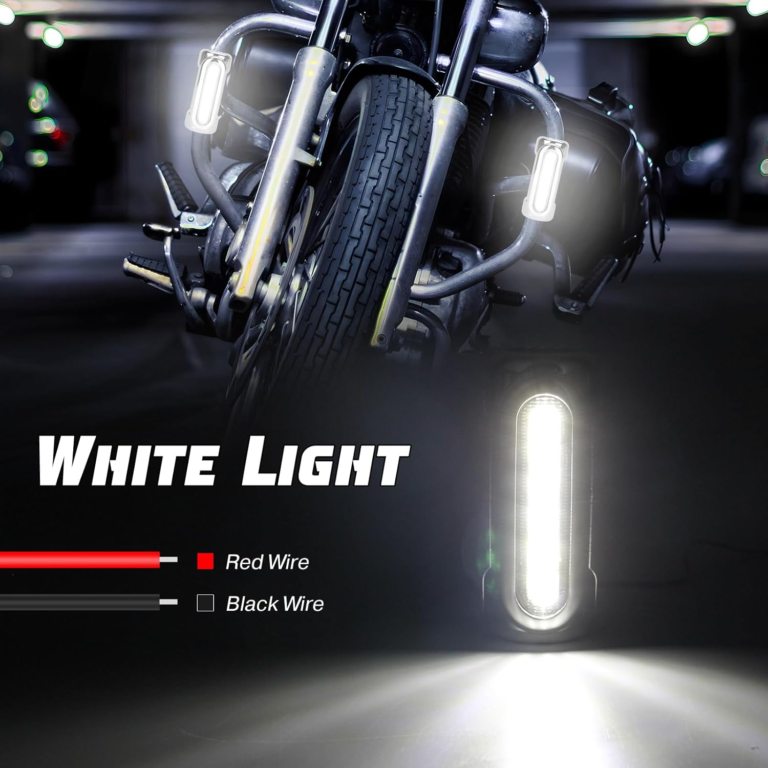 OPP ULITE Motorcycle Highway Bar Lights Switchback Dream Chasing Color & White Light & Amber Turn Signal Light Bars for 1-1/4 inch Driving Crash Bar Touring Driving Lights Bikes, Silver-2PC