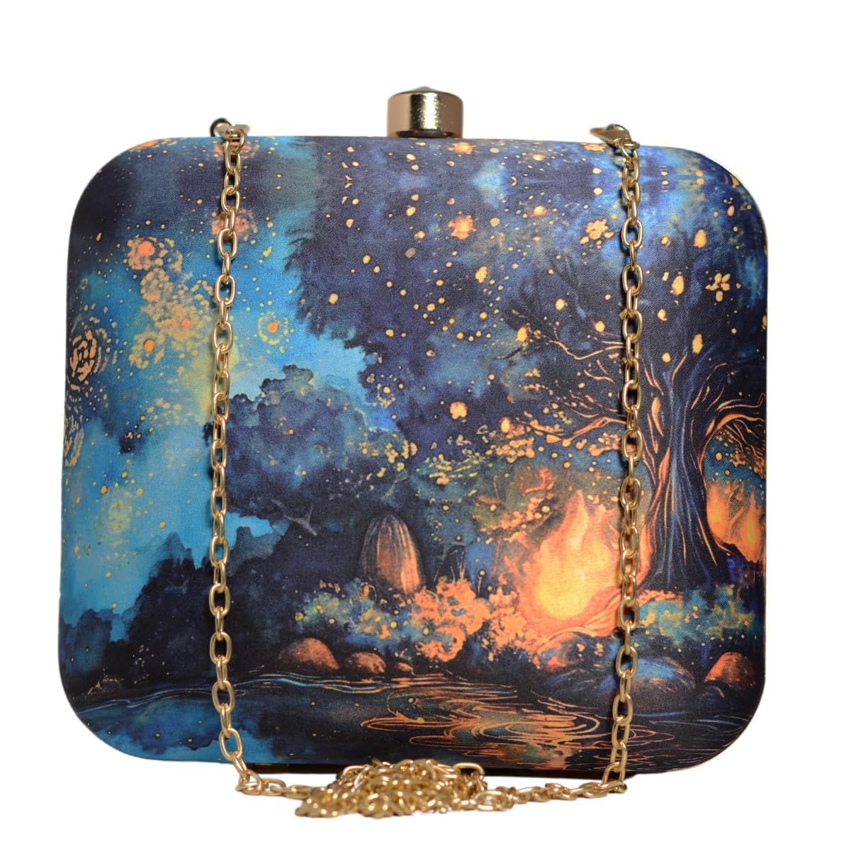 artklim Starry Night Printed MultiColor Clutch Bag for Women with Detachable Strap-picture-1