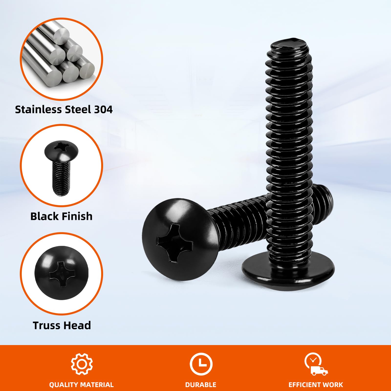 Viti Testa Piatta Phillips Acciaio Inox 18-8 Ossidato Nero 4-40 X 1/2 Pollice (10 Pezzi)