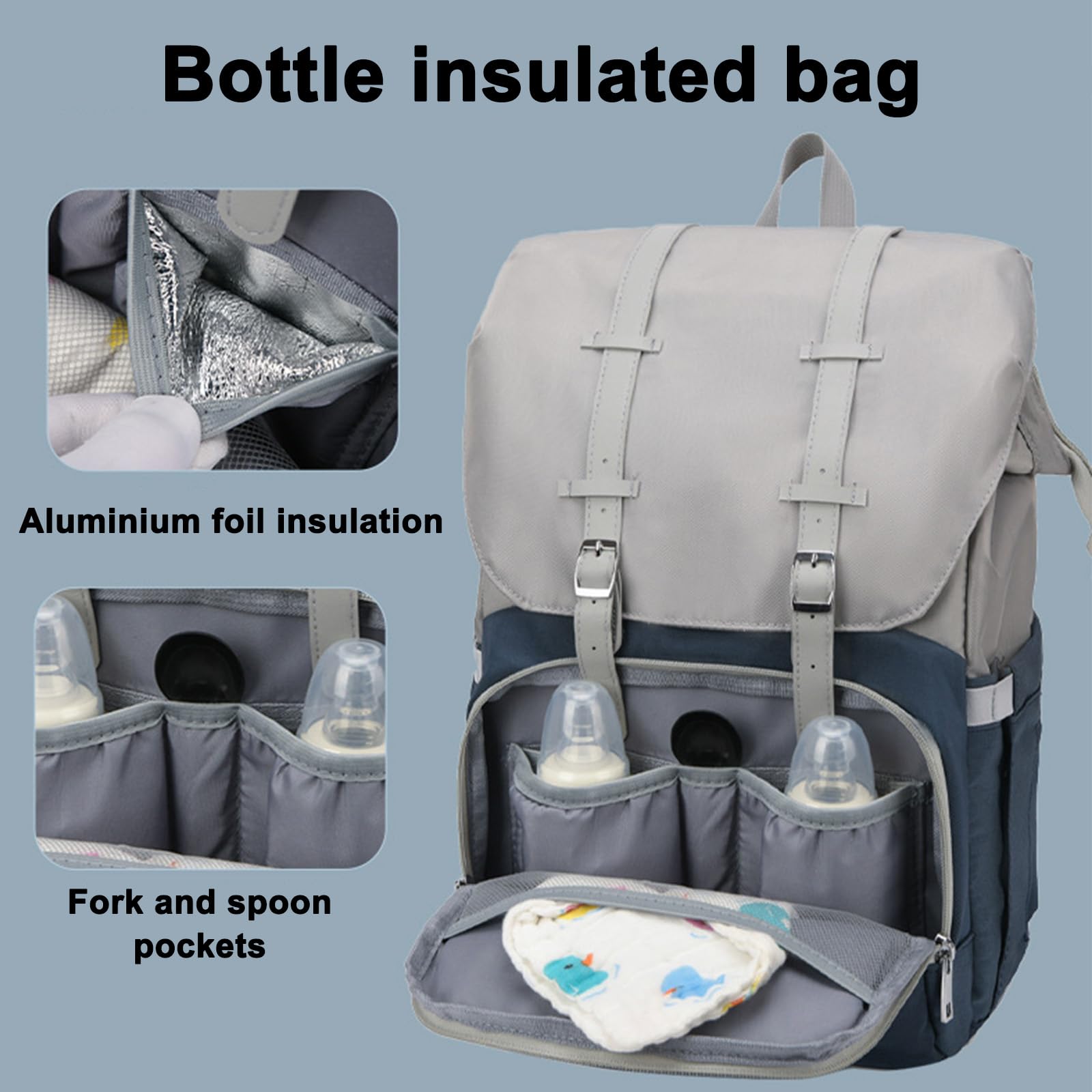 Chickwin Borsa Zaino Fasciatoio Neonato, Borsa Pieghevole per Culla, Moda Zainetto Fasciatoio Grande Multifunzione Borsa Bebè con Fasciatoio Portatile,per Mamma e Tata (Nero)