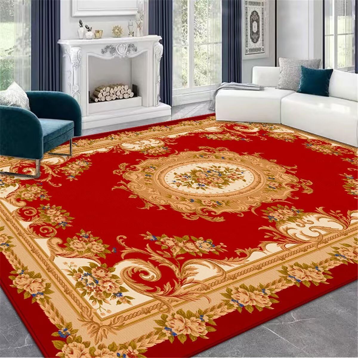 Tapis de fête rouge 60x90cm pour une décoration de salon accueillante