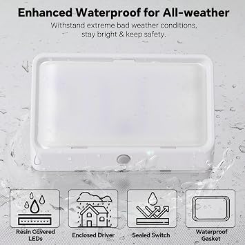 RV LED Porch Light w/Switchable White Amber Light Color, 12V Exterior Utility Porch Light for Travel Trailer Camper Motorhome 5th Wheels, Integrated Switch & Waterproof (1-Pcs)