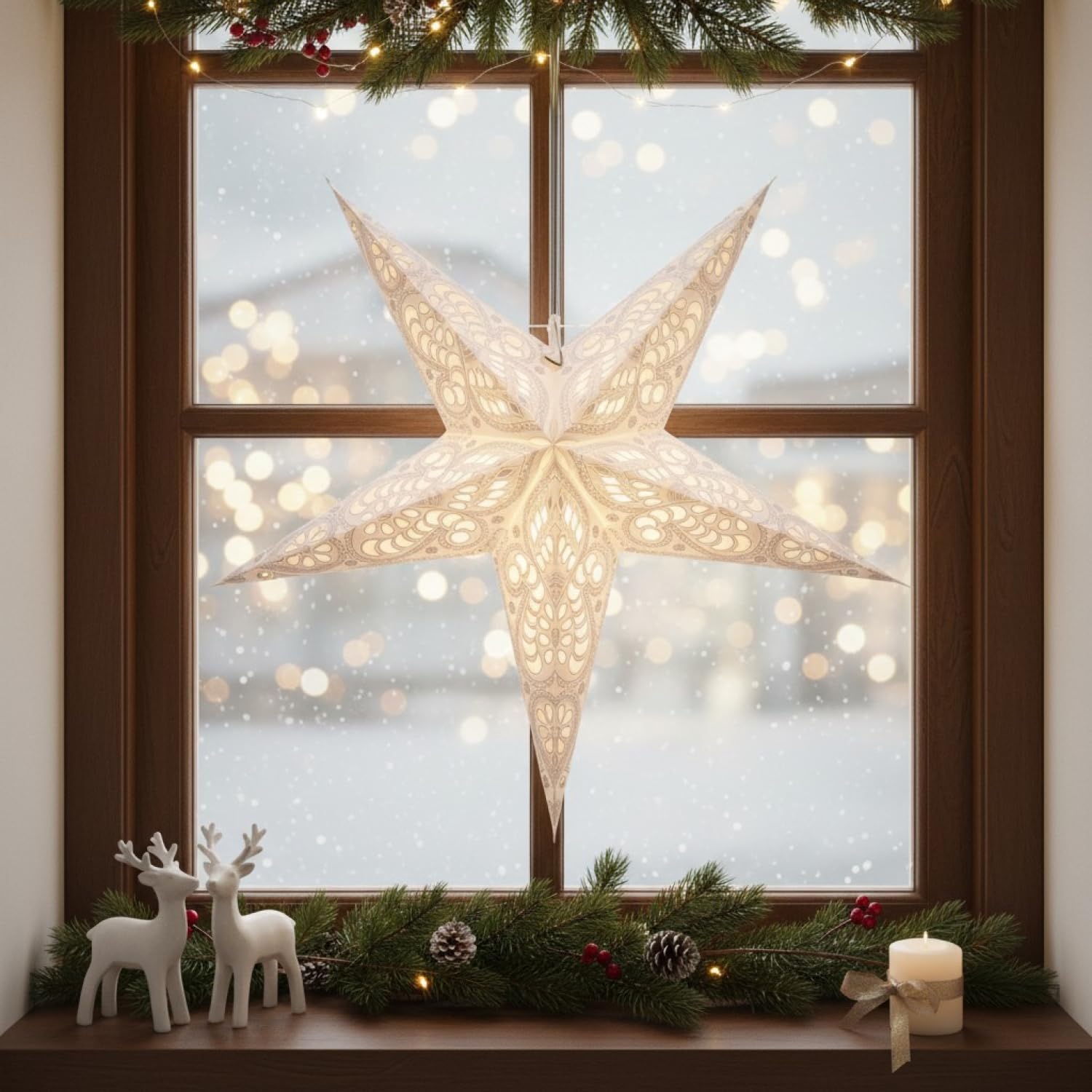 GURU SHOP Étoile en Papier Pliable et Lumineuse de L`Avent, Poinsettia 60 cm - Marwin Violet, Étoiles en Papier - Multicolores