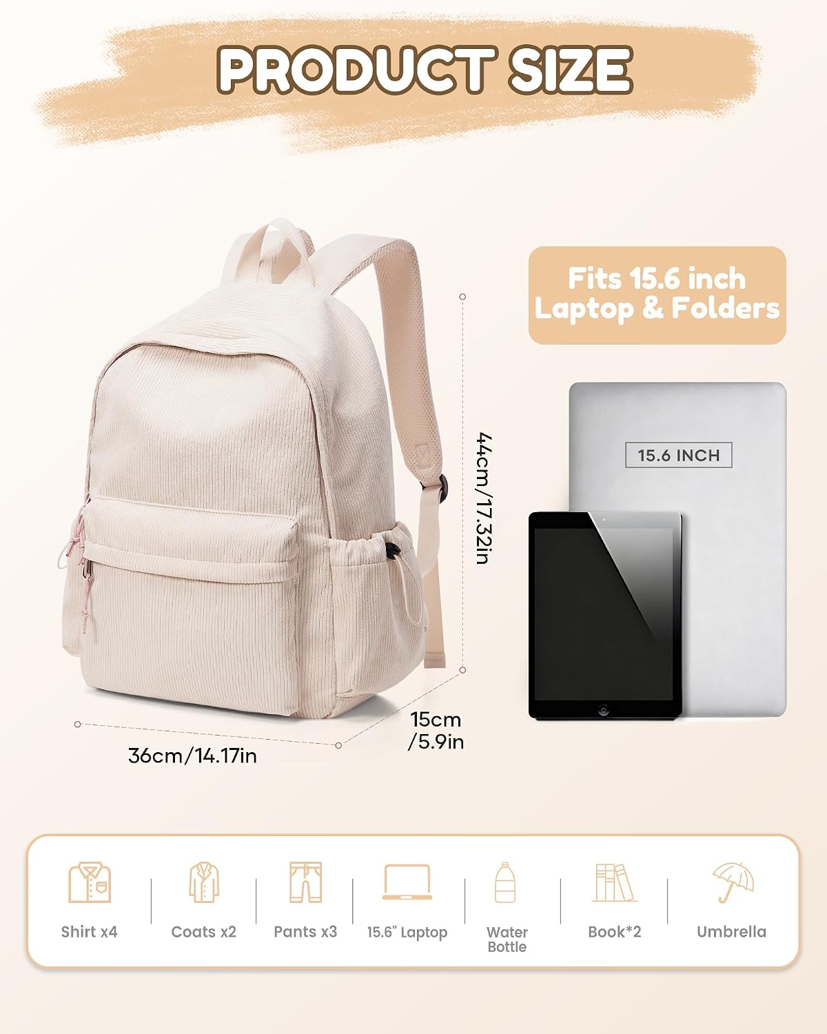 Corduroy Backpack for Women Men Cute College Backapck Aesthetic Backpack Preppy Backpacks Laptop Bags Women Commuter Back Pack Travel Backapck Casual Work Daypack Rucksack Pink image 2