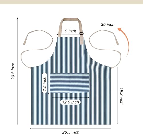 Miniatura 2 de ATROPOS Paquete de 2 delantales para mujer con bolsillos, delantales de cocina impermeables para mujer, delantales ajustables para chef, delantales