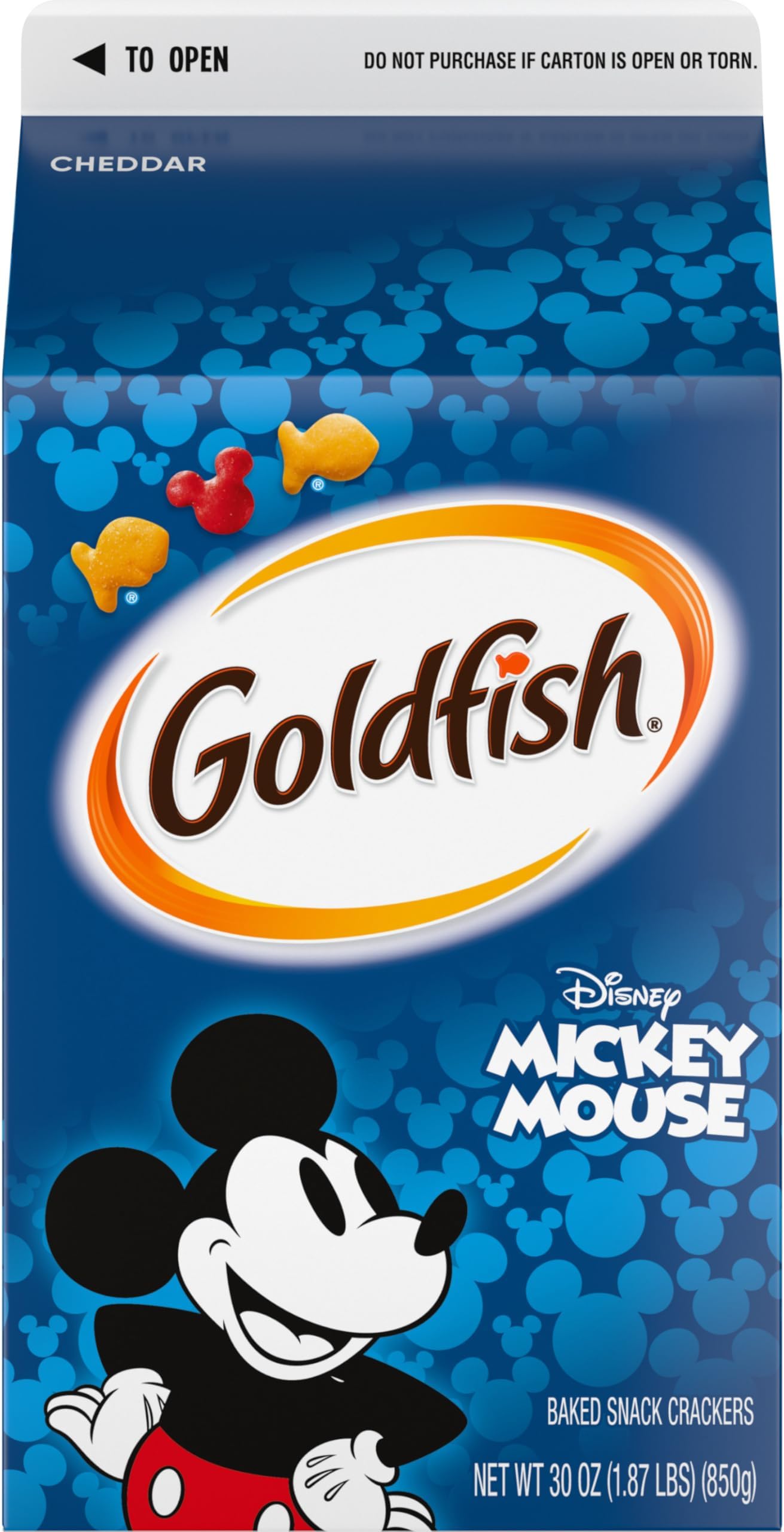 Goldfish Disney Mickey Mouse Cheddar Crackers, Snack Crackers, 30 oz carton