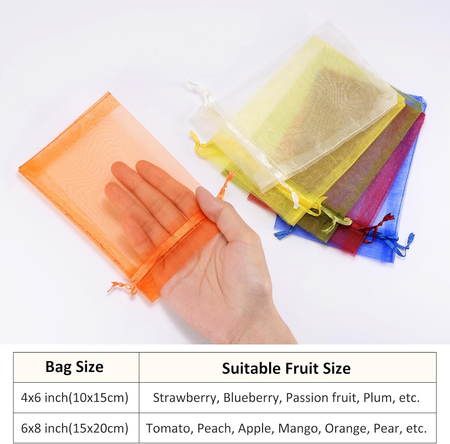 M METERXITY 200 Pcs Fruit Protection Bags - 4x6 Inch Fruit Netting Bags Fruit Cover Mesh Bag with Drawstring Netting Barrier Bags Apply to Fruit/Flower(Black)
