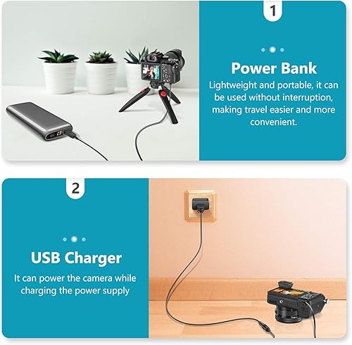 Miniatura 5 de Neewer Adaptador de corriente de repuesto para batería ficticia NP-FW50 con cable USB compatible con Sony A7 A7R A7S A7II A7RII A7SII A6500 A6400