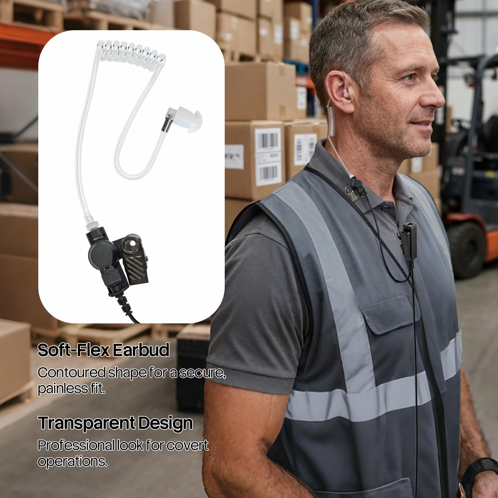 Walkie Talkie - Auricolare con microfono per radio HYT BD552i BD612i PD502i PD402i PD482i PD562i TC-508 TC-580 TC-610 RCA RDR2500 2550 2600 XR150 (confezione da 2)